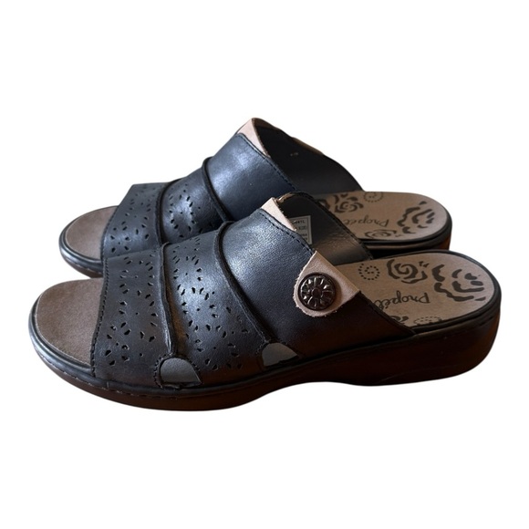 NWOB Propet Gertie CutOuts Slide Womens Size 10X(2E) Black Sandals WSO041LBLK - Picture 3 of 10